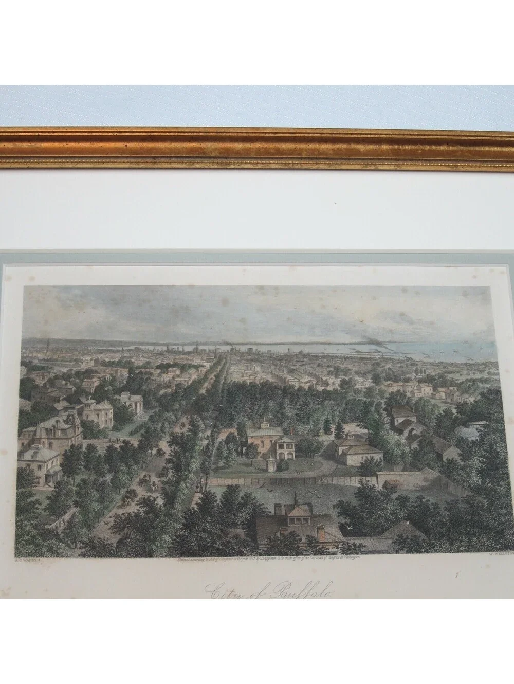 Antique 1872 Buffalo New York NY Steel Engraved Panoramic Print 15.5x13 Framed